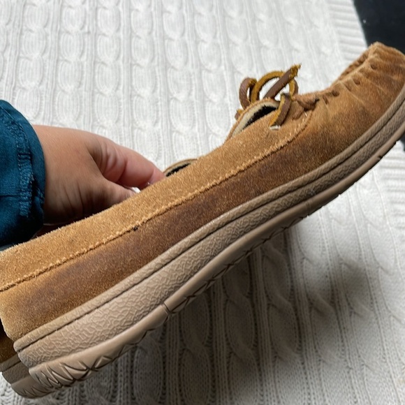 Men’s fireside sz 10 suede slippers. Rubber sole. Flannel plaid insole lining - Picture 12 of 12